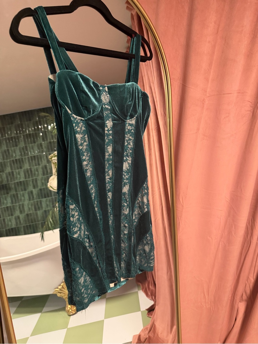Forever 21 Emerald Green Velvet Slip Dress